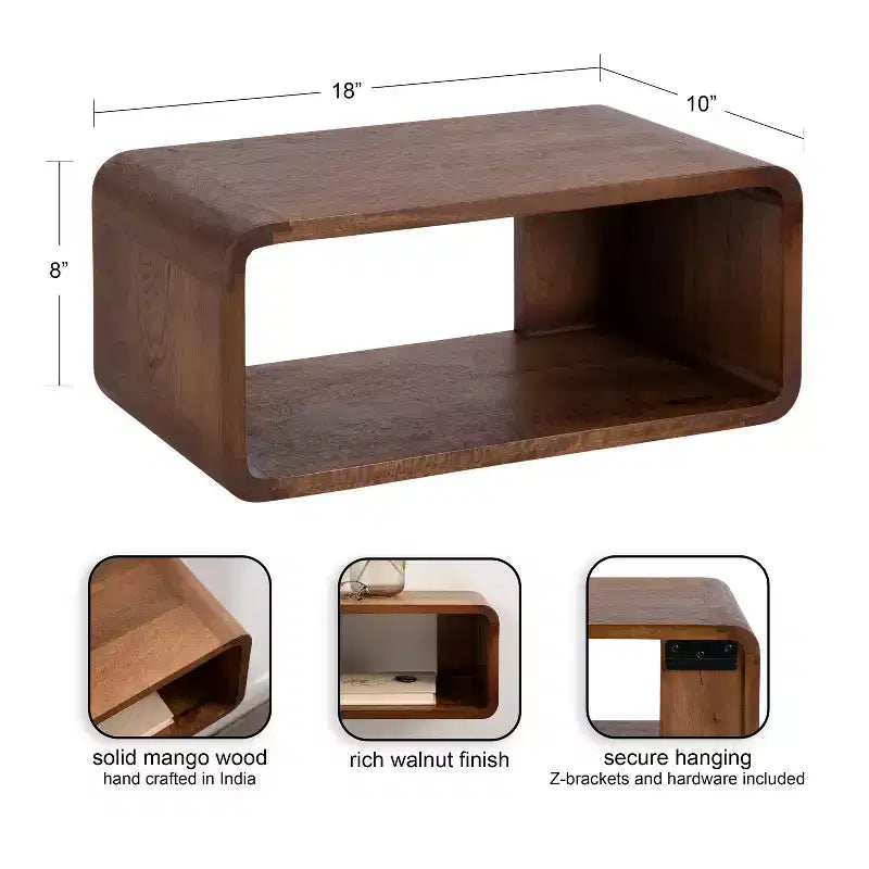 Wood Floating Wall Shelf 18"x10"x8"