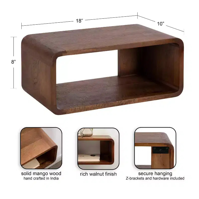 Wood Floating Wall Shelf 18"x10"x8"