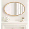 Wood Oval Framed Wall Mirror 24"x36"