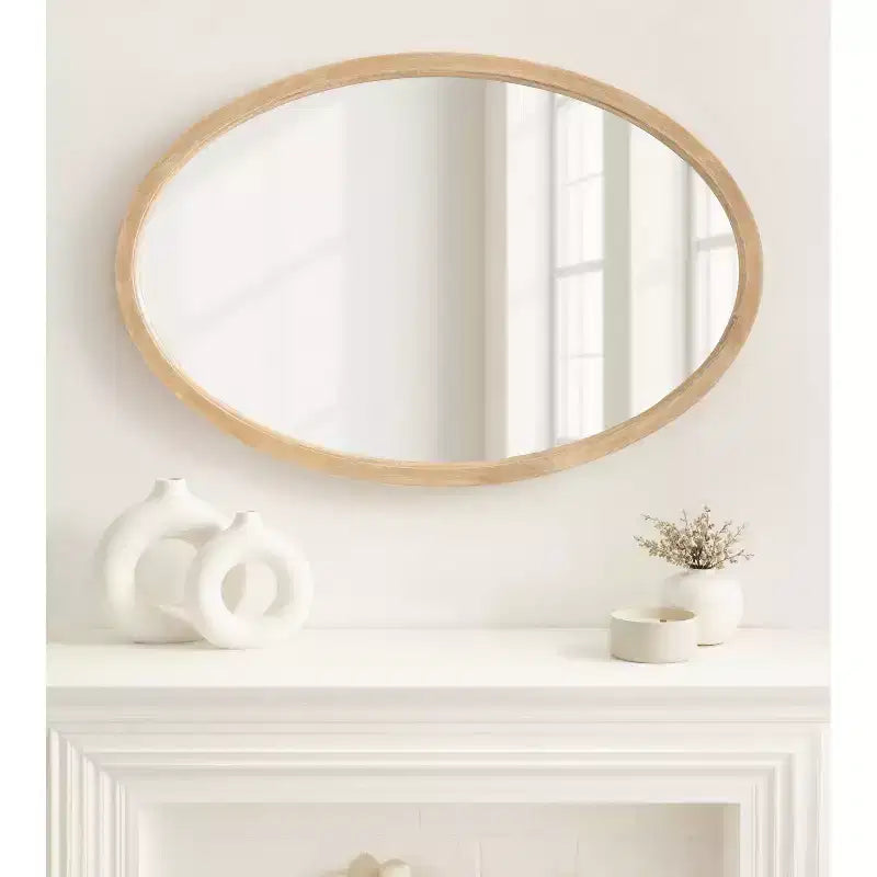 Wood Oval Framed Wall Mirror 24"x36"