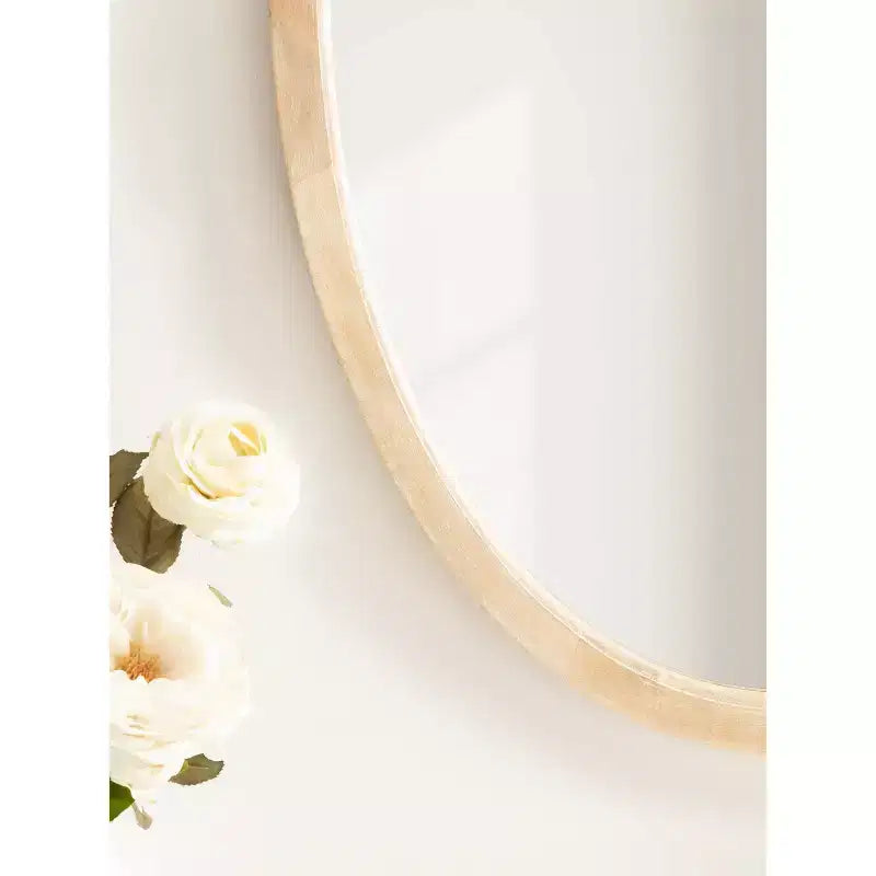 Wood Oval Framed Wall Mirror 24"x36"