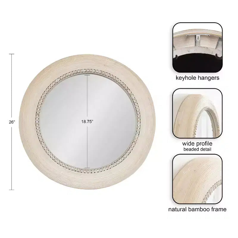 26"x26" Jonesport Round Wall Mirror Natural