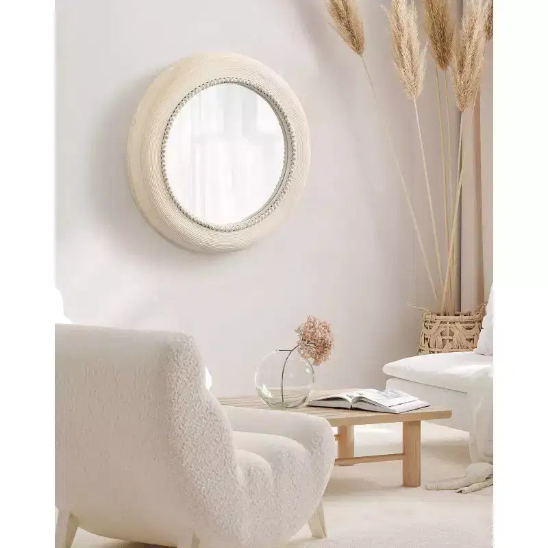 26"x26" Jonesport Round Wall Mirror Natural