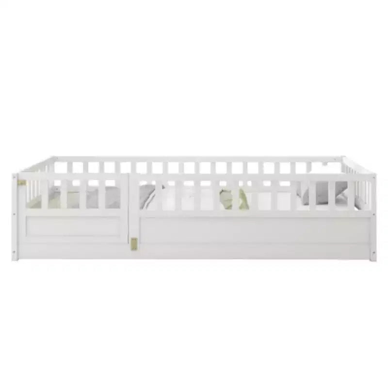 Fabric Low-Profile Floor Bed with Safety Barrier