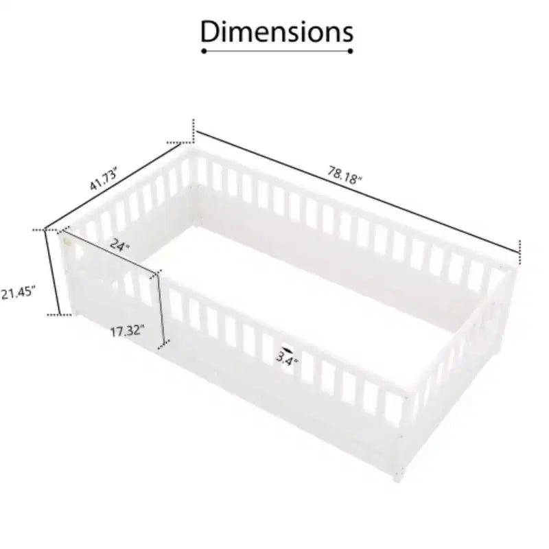 Fabric Low-Profile Floor Bed with Safety Barrier