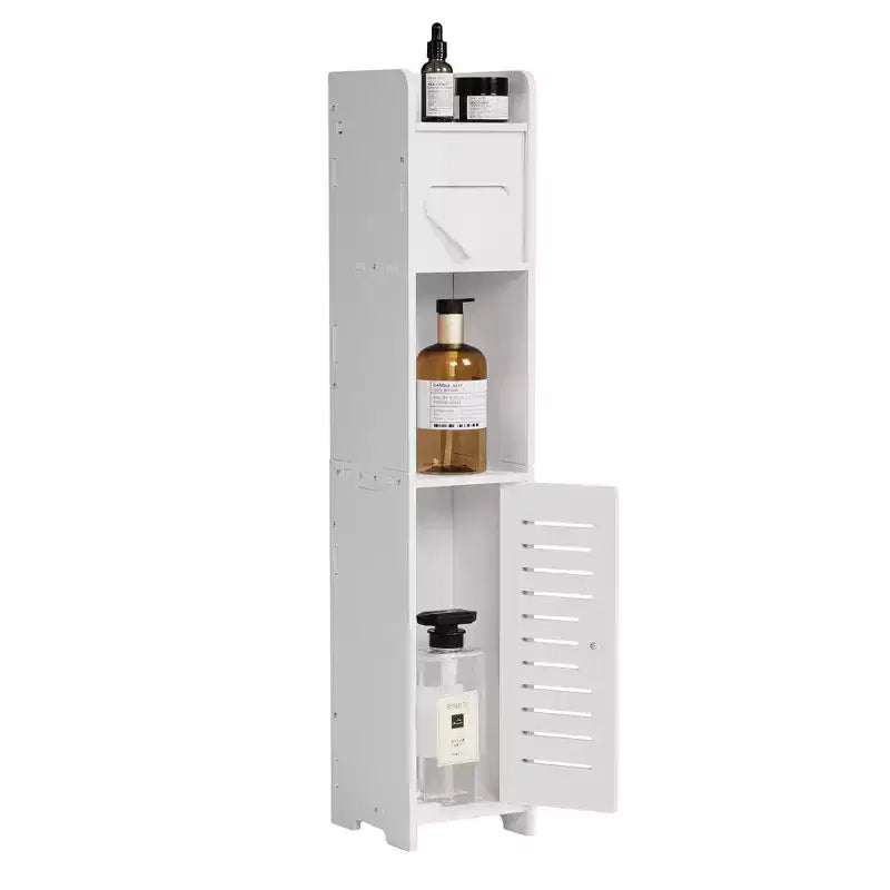 Plastic Waterproof Bathroom Corner Shelf Cabinet White