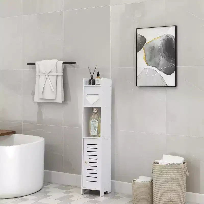 Plastic Waterproof Bathroom Corner Shelf Cabinet White