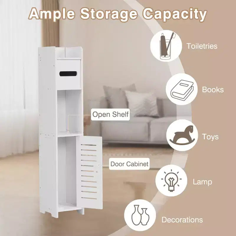Plastic Waterproof Bathroom Corner Shelf Cabinet White