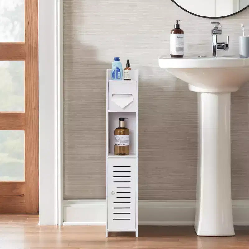 Plastic Waterproof Bathroom Corner Shelf Cabinet White