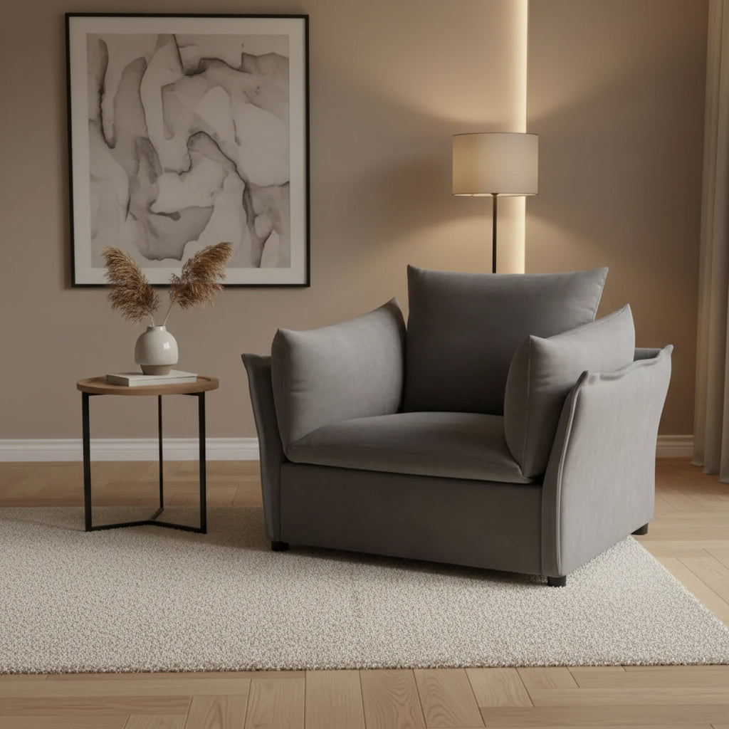 Chenille Fabric Oversized Accent Chair