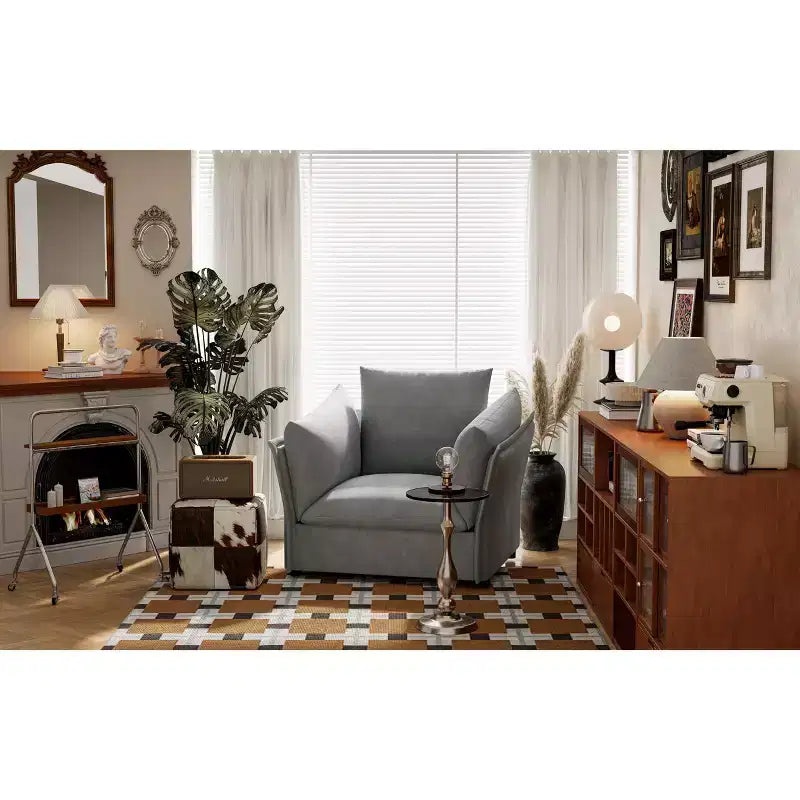 Chenille Fabric Oversized Accent Chair