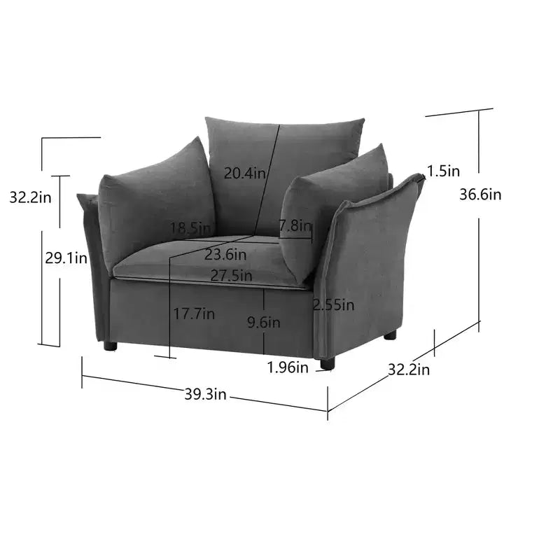 Chenille Fabric Oversized Accent Chair