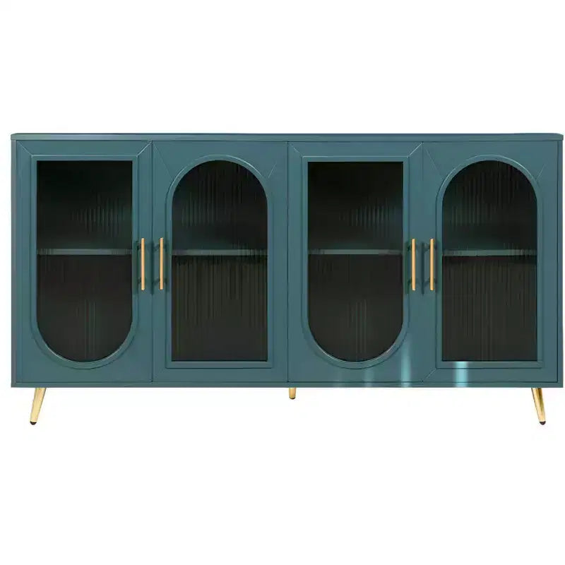 Ribbed Texture 4-Door Sideboard 60" Teal Blue