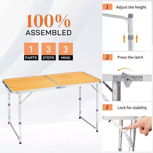 Aluminum Rectangular Patio Folding Table 4 Ft