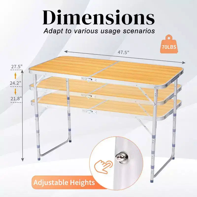 Aluminum Rectangular Patio Folding Table 4 Ft