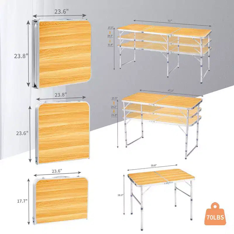 Aluminum Rectangular Patio Folding Table 4 Ft