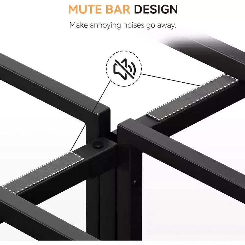 Metal Platform Bed Frame with Wood Headboard — Queen