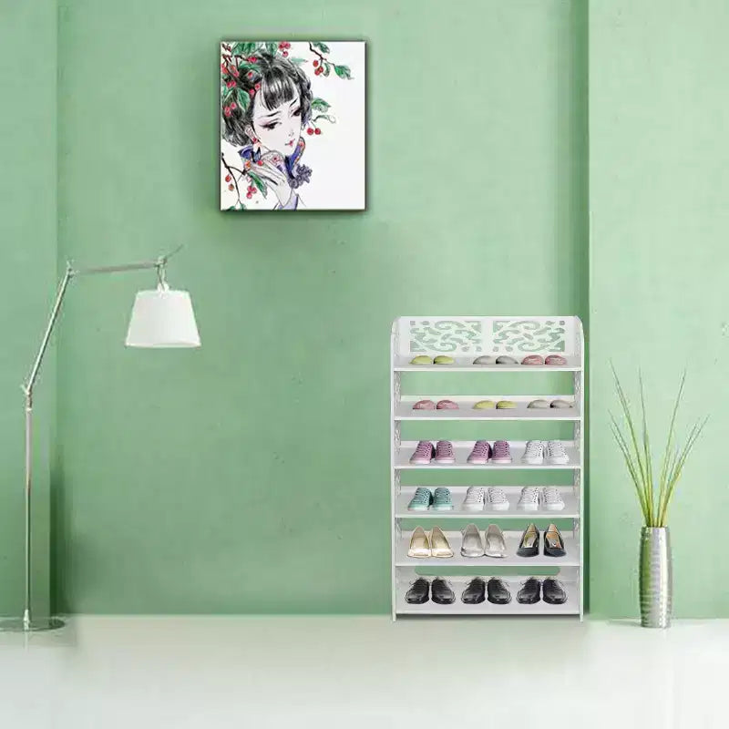 Wood-Plastic Composite 6-Tier Shoe Rack 24.21''W