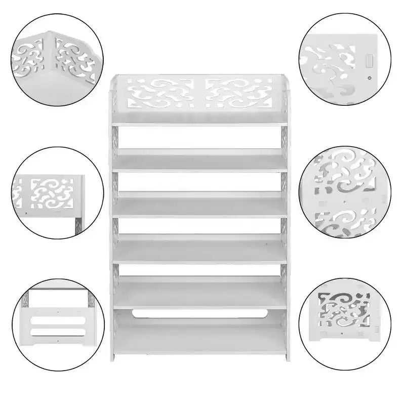 Wood-Plastic Composite 6-Tier Shoe Rack 24.21''W