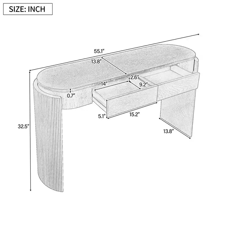 Wood Console Table 55.1''