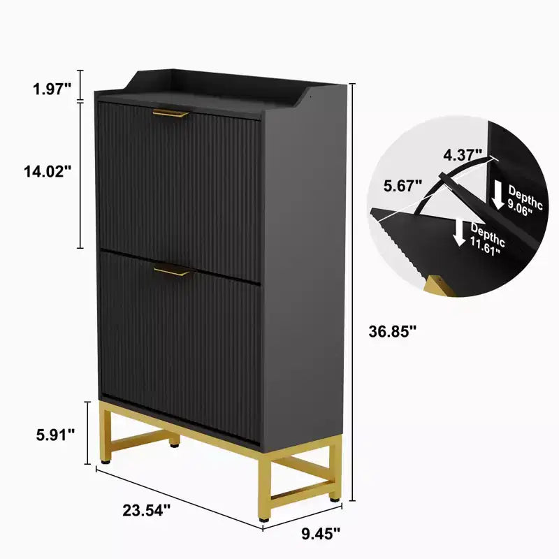 MDF Shoe Cabinet with 2 Flip Drawers