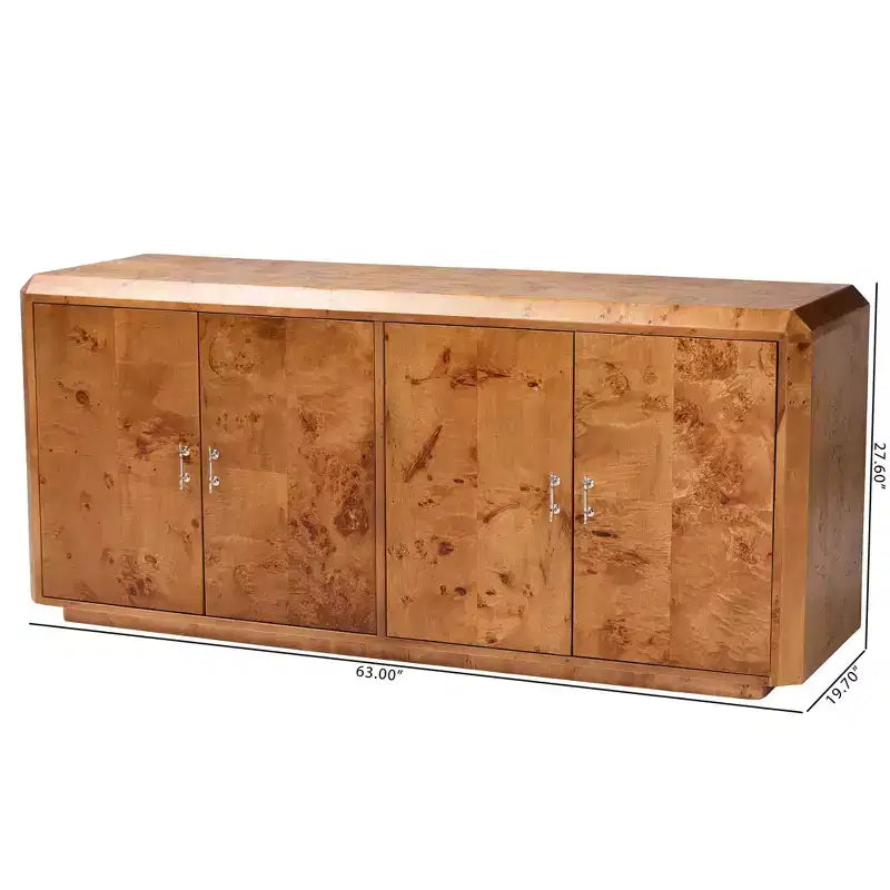 Mappa Burl Wood 4-Door Sideboard Buffet