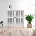Wood Freestanding Storage Cabinet with Transparent Doors