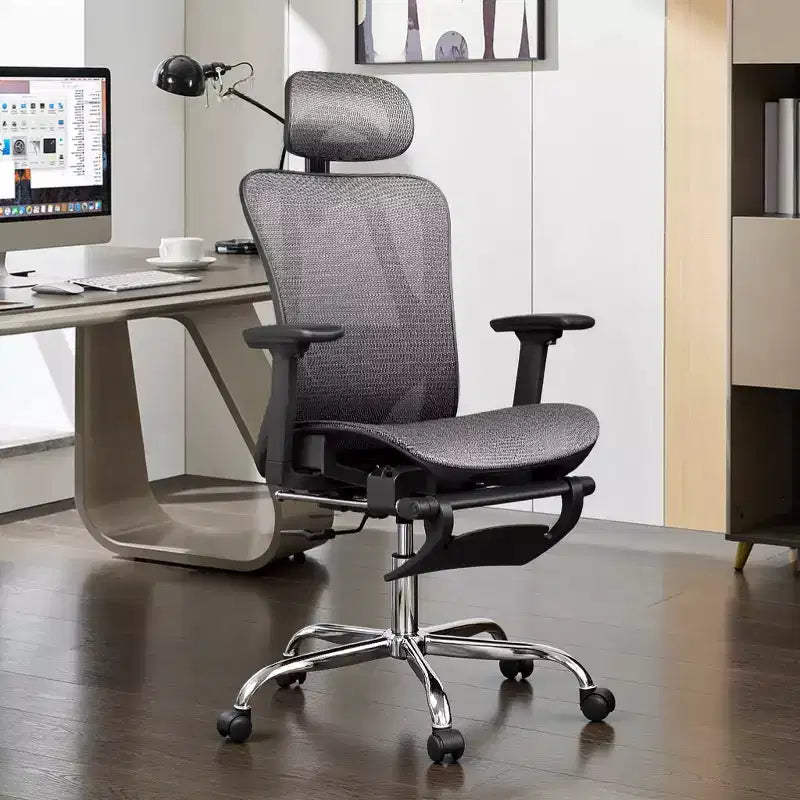 Mesh High-Back Reclining Office Chair with Footrest