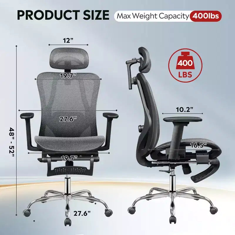 Mesh High-Back Reclining Office Chair with Footrest