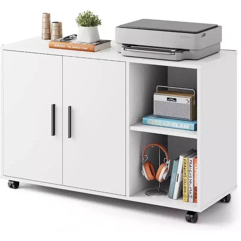 Wood Office Storage Cabinet with Doors & Shelves