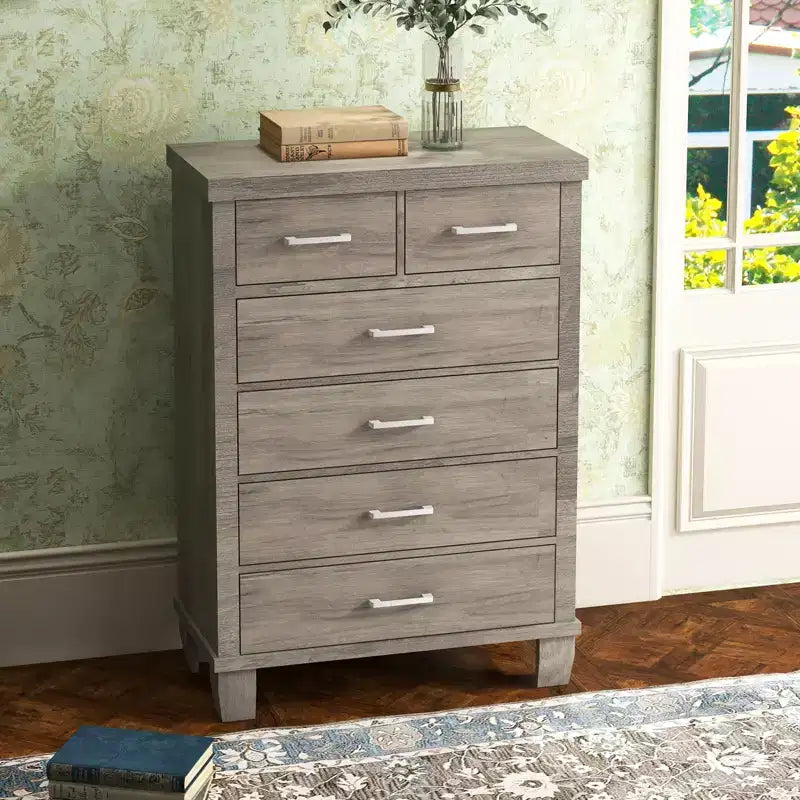 Wood 6-Drawer Dresser 45"H