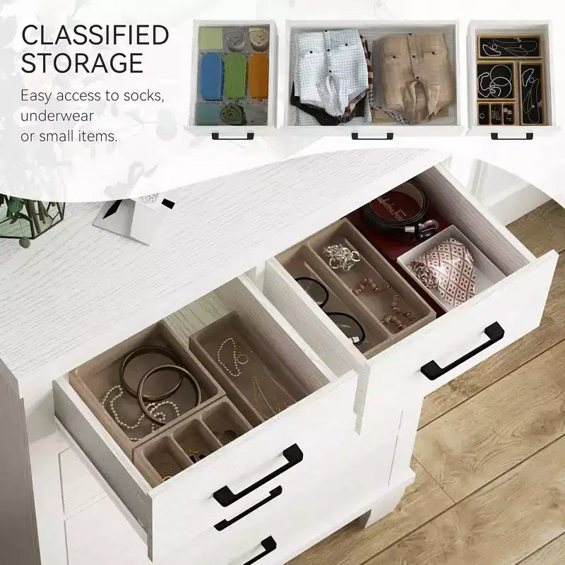 Wood 6-Drawer Dresser 45"H