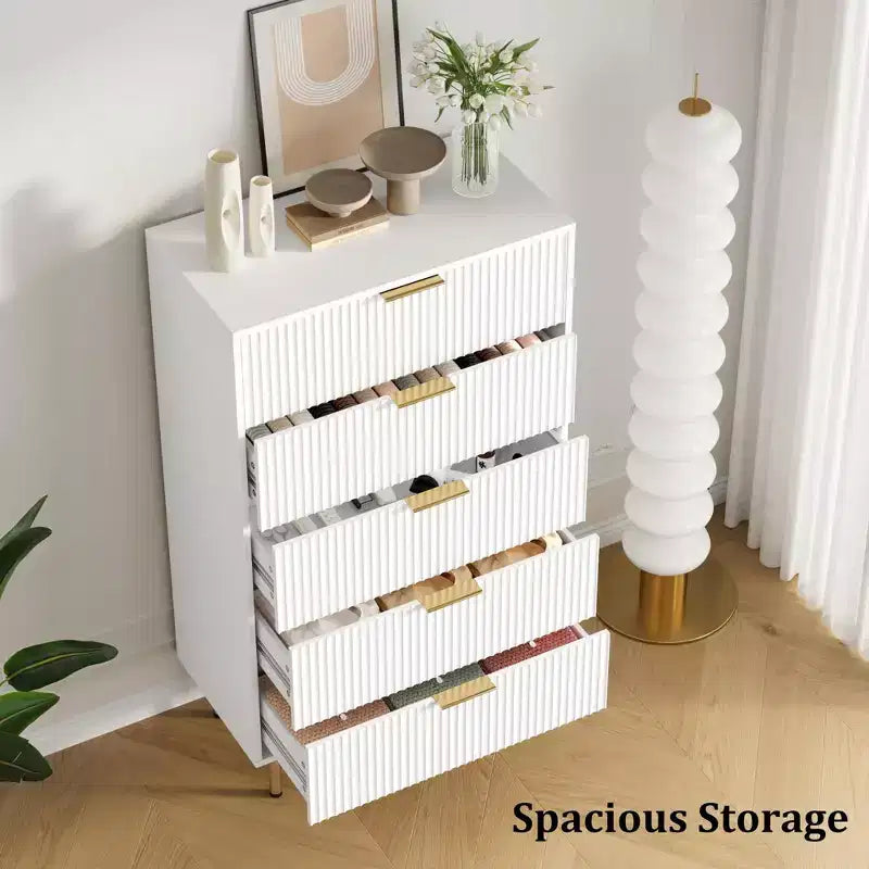 MDF 5-Drawer Dresser with Wide Drawers