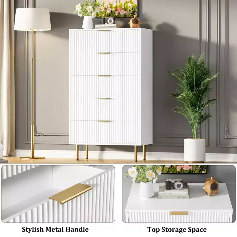 MDF 5-Drawer Dresser with Wide Drawers