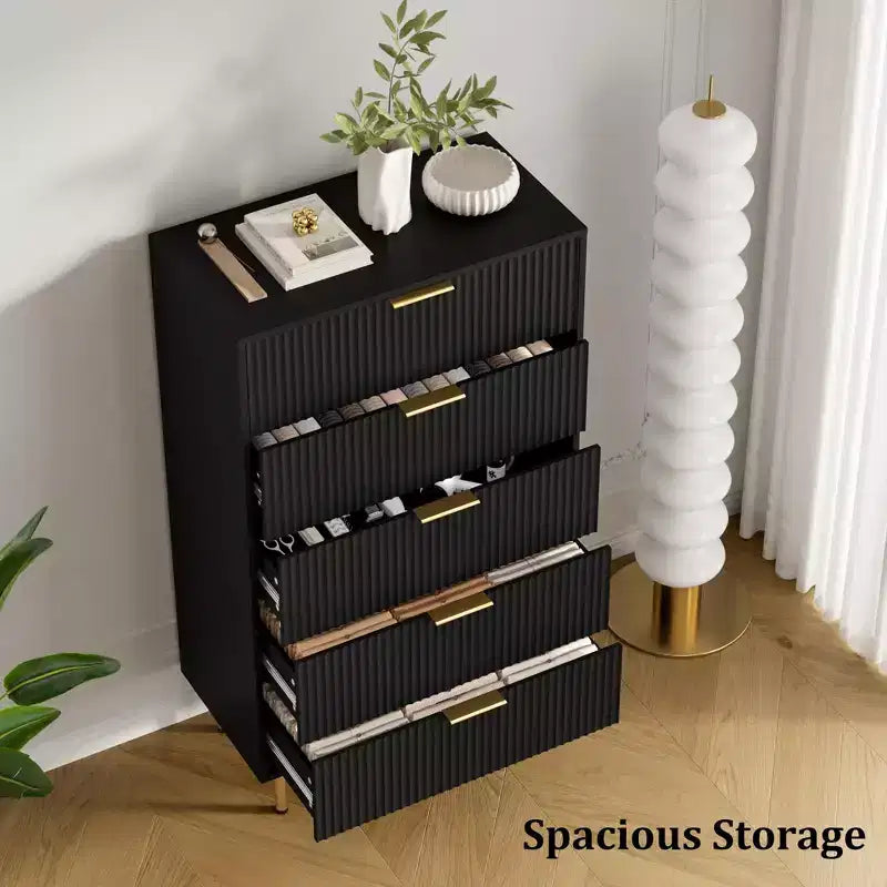 MDF 5-Drawer Dresser with Wide Drawers