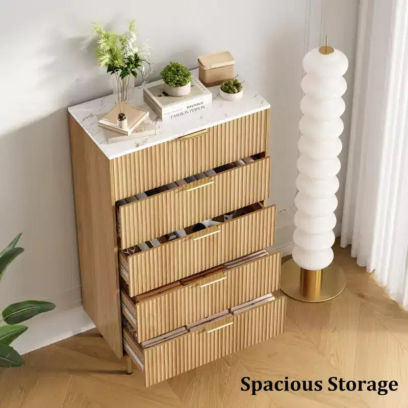 MDF 5-Drawer Dresser with Wide Drawers