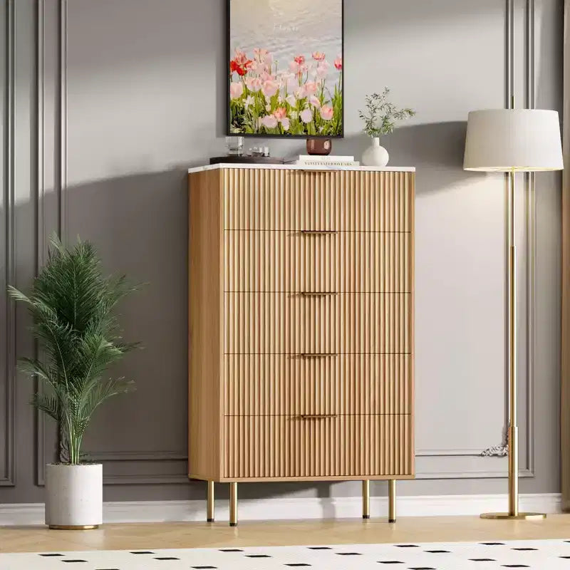 MDF 5-Drawer Dresser with Wide Drawers