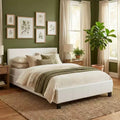 GDFStudio Clara Contemporary Faux Leather Upholstered Platform Bed Frame with Adjustable Headboard