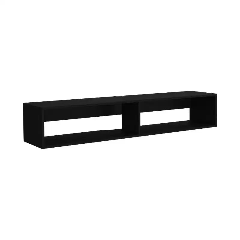 Wood Floating TV Stand 59" with 2-Tier Shelves