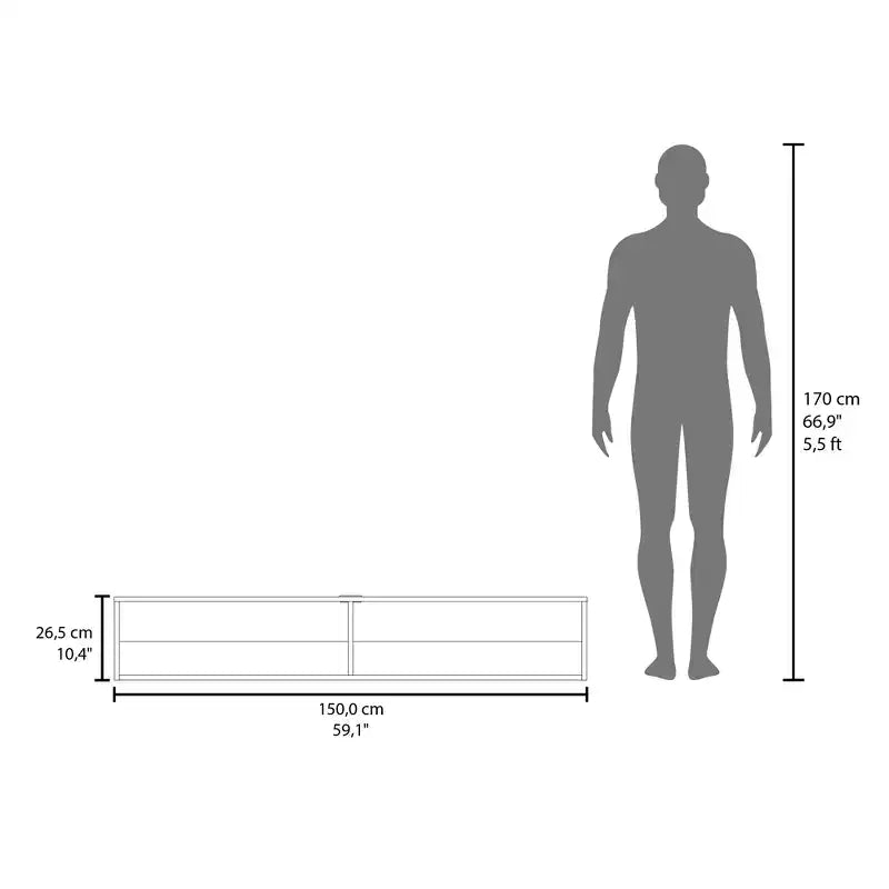 Wood Floating TV Stand 59" with 2-Tier Shelves