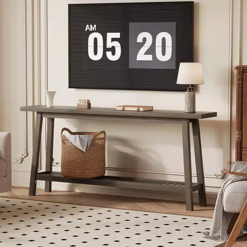 Wood & Metal 2-Tier Console Table 70.9"
