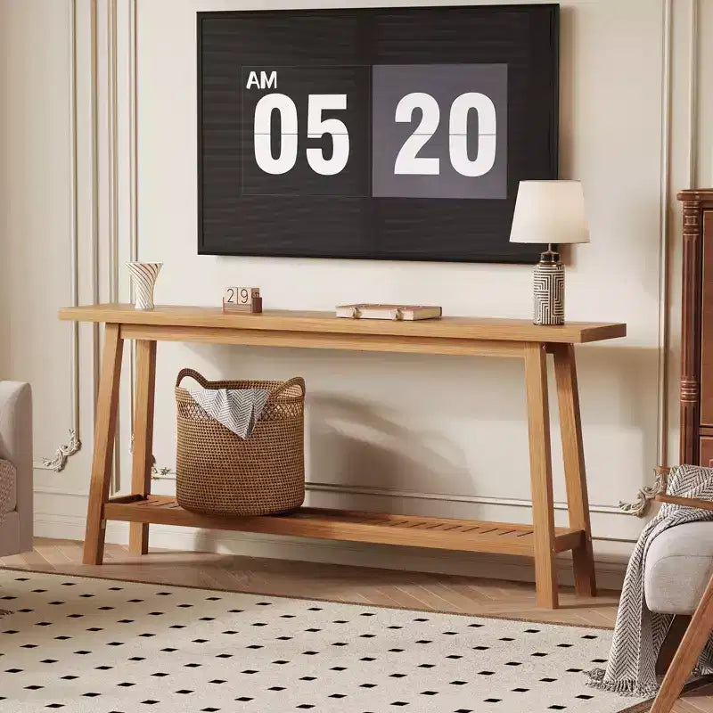 Wood & Metal 2-Tier Console Table 70.9"
