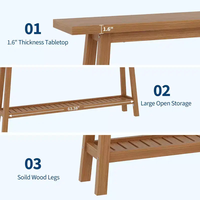 Wood & Metal 2-Tier Console Table 70.9"