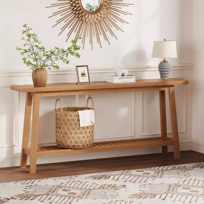 Wood & Metal 2-Tier Console Table 70.9"