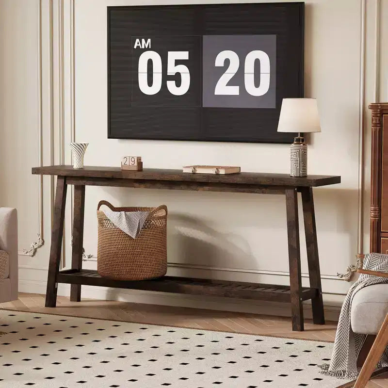 Wood & Metal 2-Tier Console Table 70.9"