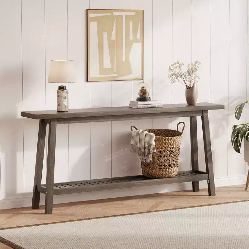 Wood & Metal 2-Tier Console Table 70.9"