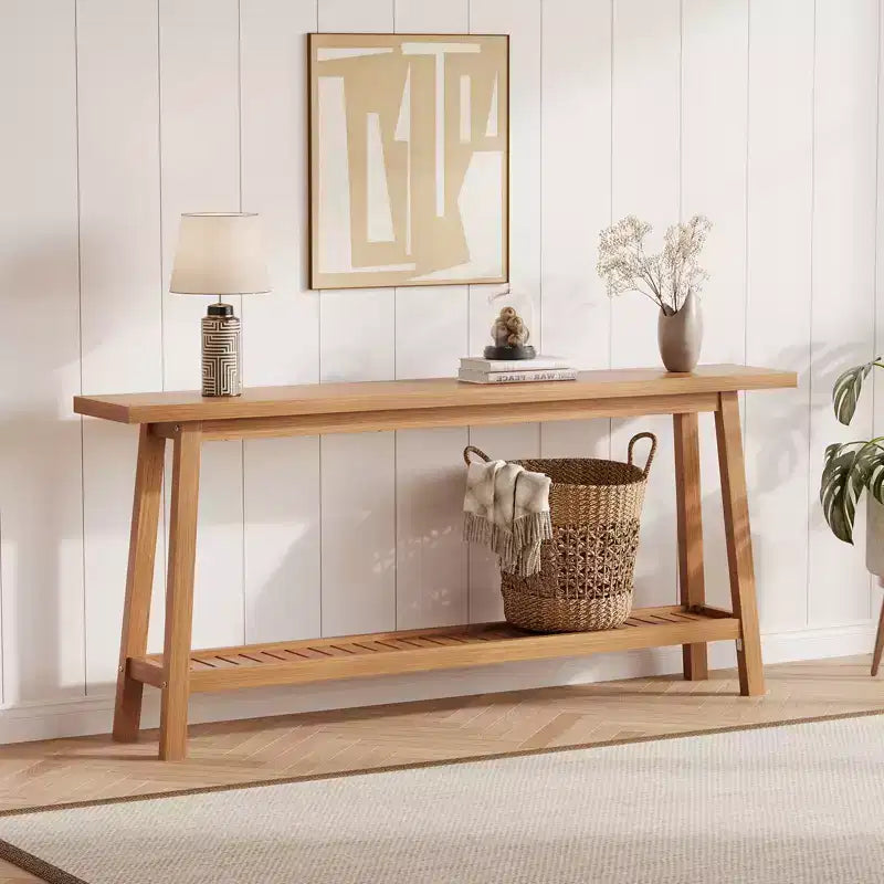 Wood & Metal 2-Tier Console Table 70.9"