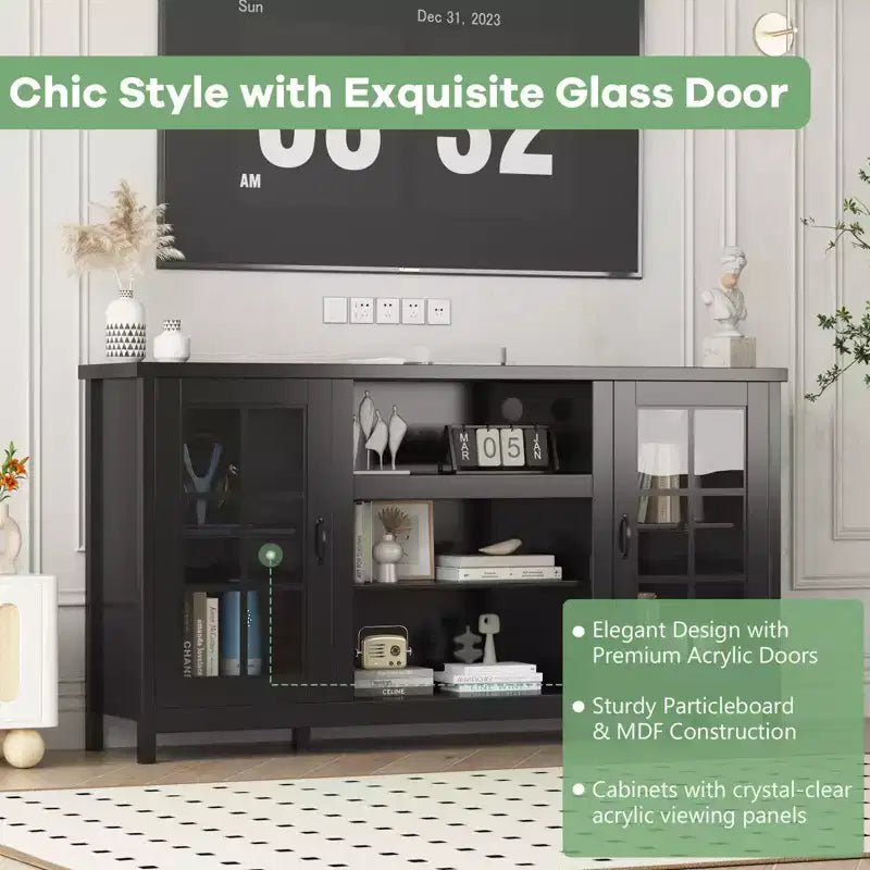 Wood TV Stand & Media Console 65"