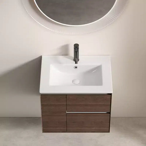JVNOXK 24 Inch Bathroom Vanity Sink, Ceramic Bathroom Sink with Overflow Hole, No Drain, Convenient for Storing Personal Items, Bright White