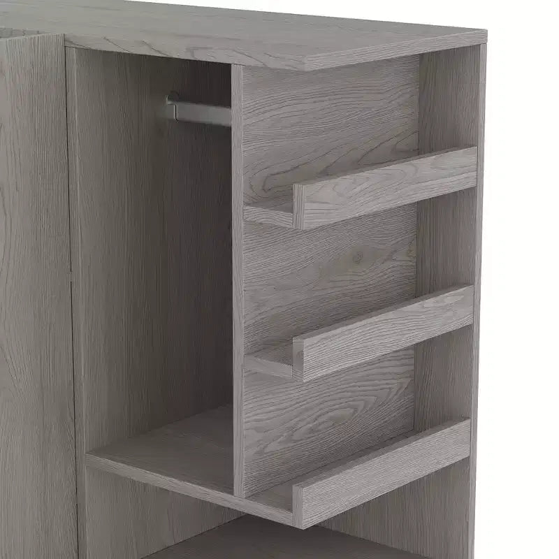 MDF Wardrobe with Fold-Down Desk 43.7''W x 68.9''H